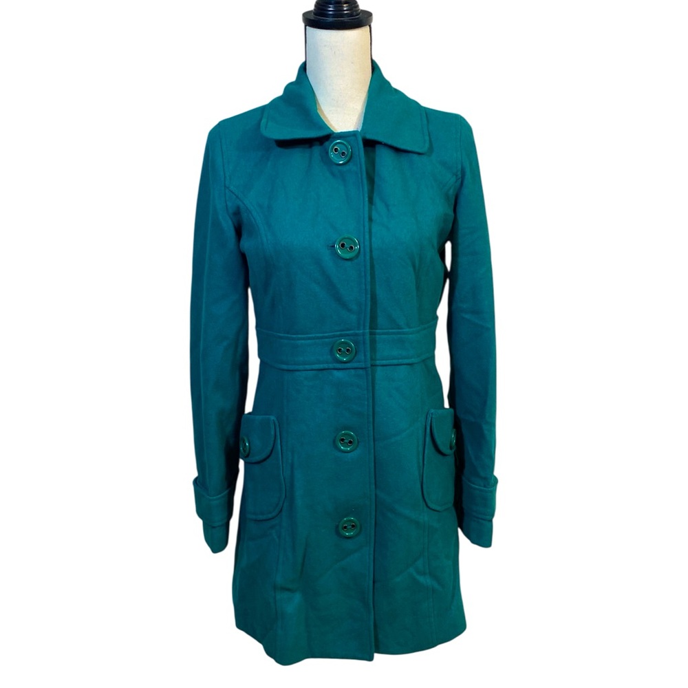 Tulle Teal Button-Front Pea Coat